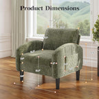 Homkdom Accent Chair with Side Pockets & Ergonomic Backrest,Green | Corduroy fabric, 6.3" thick cushion with pocket coil springs. Solid wood frame, 300 lbs capacity. Fits any small space.