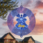 Personalized Girl Wind Spinner 3D Stainless Steel, Girl Garden Spinner Hanging Outdoor Decor, Wind Spinners Outdoor, Custom Gift for Grandmother, Mom, Wife