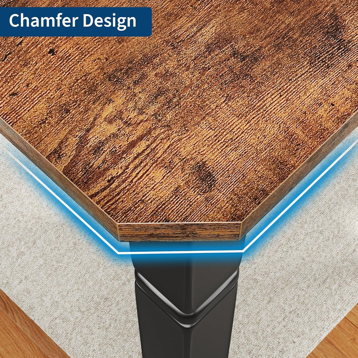 IDEALHOUSE 71" Dining Table for 6-8 People, Modern Rectangular Kitchen Table with Sturdy Metal Legs, Large Wood Farmhouse Dining Room Table for Home Office, Conference, Black & Retro