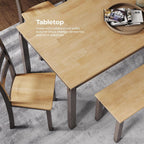Signature Design by Ashley Gesthaven 6-Piece Dining Table Set with Bench | Two-tone casual style, Durable mango veneer top, Includes 4 ladderback chairs & 1 space-saving under-table bench