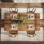 Solid Wood Dining Table for 4-6 People, 63 Inches Wooden Farmhouse Rectangular Kitchen Dinner Table with Heavy-Duty Legs for Home, Living Room, Dining Room, Rustic Brown