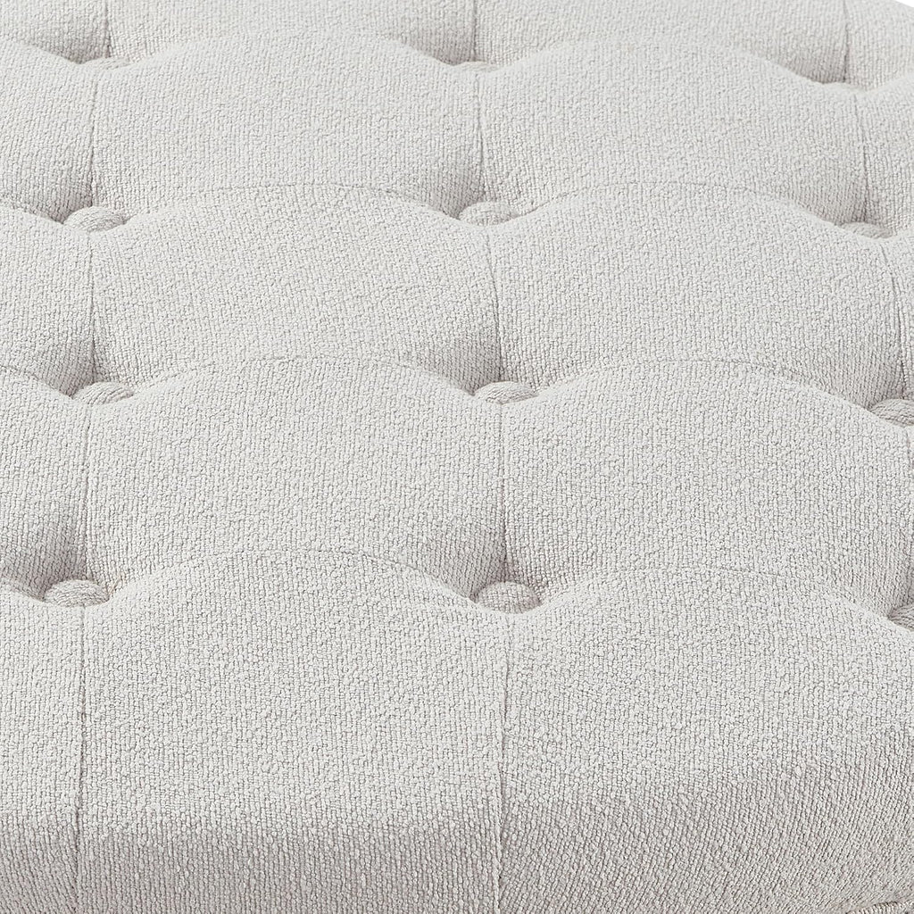 30'' Round Ottoman with Storage, Oversized Ottoman Coffee Table with Reversible Lid and Wooden Legs, Boucle Upholstered Tufted Footstool, Dual-Purpose Seat & Table for Living Room Bedroom, Beige