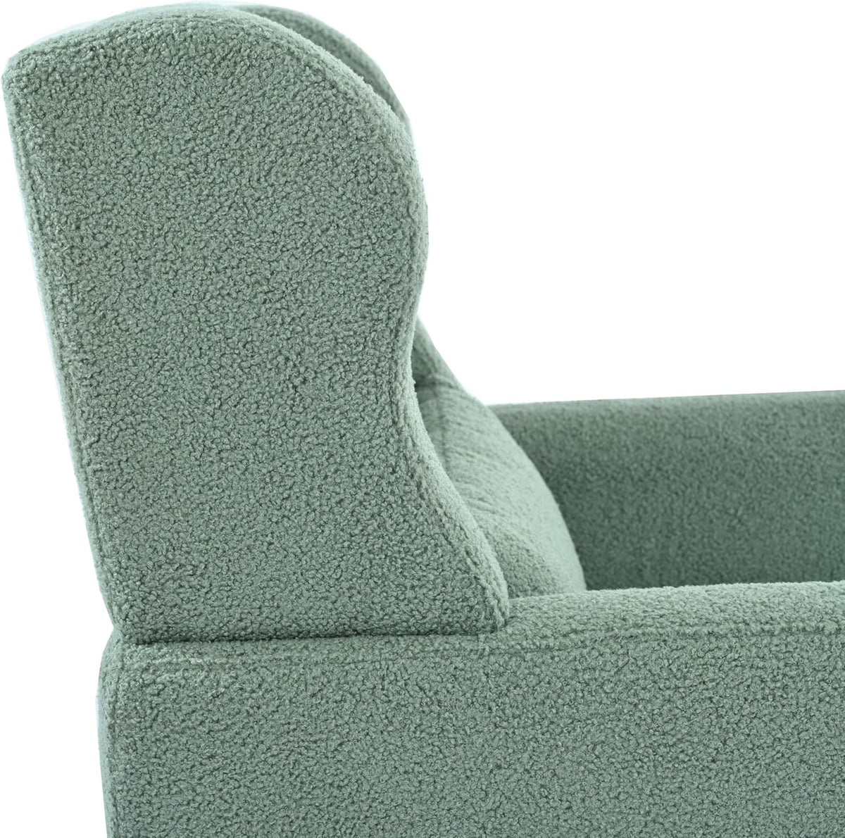 Accent Chair, Comfy Upholstered Living Room Chairs with High Tufted Backrest and Pillow, Wingback Reading Chair with Solid Wood Legs for Bedroom/Office,Teddy Fabric, Light Green