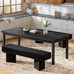 Tribesigns 47.24" Dining Bench, Modern Black Dining Table Bench with Sturdy Base, Wooden Kitchen Seating for Living Room, Entryway