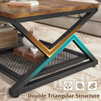 EnHomee Coffee Table with Storage & Shelf for Living Room, Rustic Brown