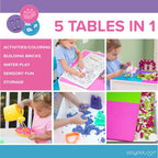 Play Platoon Kids Activity Table Set, Pastel, Building Brick Table | 2 Chairs & Jumbo Bricks Included, Compatible with All Major Brands