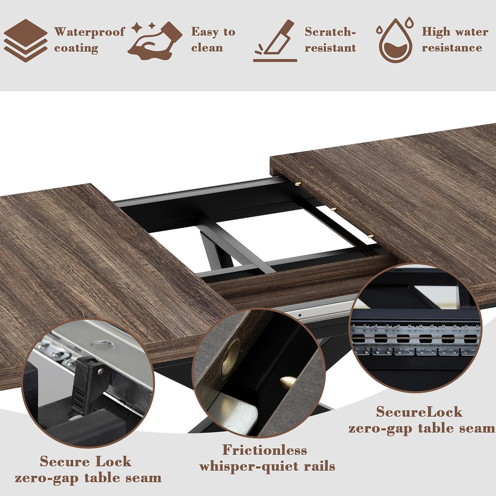 Extendable Dining Room Table for 4 6 8, 55"-70.9" Kitchen Table Rectangle Wood, Expandable Dining Table with Hidden Storage, Space Saving Farmhouse Kitchen Table for Kitchen Dining Living Room