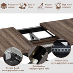 Extendable Dining Room Table for 4 6 8, 55"-70.9" Kitchen Table Rectangle Wood, Expandable Dining Table with Hidden Storage, Space Saving Farmhouse Kitchen Table for Kitchen Dining Living Room