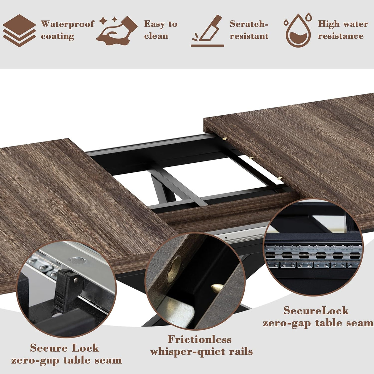 Extendable Dining Room Table for 4 6 8, 55"-70.9" Kitchen Table Rectangle Wood, Expandable Dining Table with Hidden Storage, Space Saving Farmhouse Kitchen Table for Kitchen Dining Living Room