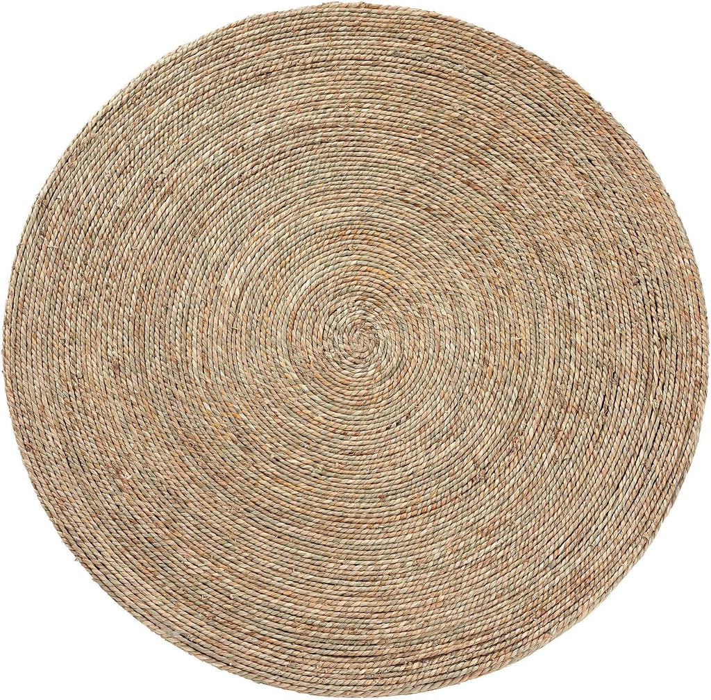 bali & pari Fumito Handwoven Seagrass End Table - Round Boho Side Table with Wrapped Frame, Handmade Coastal Décor for Living Room or Sun Room