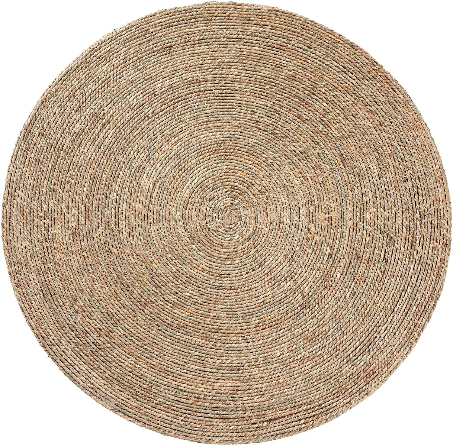 bali & pari Fumito Handwoven Seagrass End Table - Round Boho Side Table with Wrapped Frame, Handmade Coastal Décor for Living Room or Sun Room