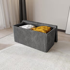 HOME DESIGN Florence 30" Upholstered Folding Storage Bench, Tufted Top, Space-Saving Storage, Gray Corduroy Fabric