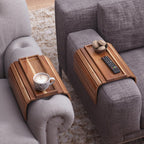 Sofa Arm Tray,Acacia Wood Folding Couch Arm Tray,Sofa Armrest Trays with Anti-Slip Pad for Drinks,Snacks,Phone,Remote Control 2 PC