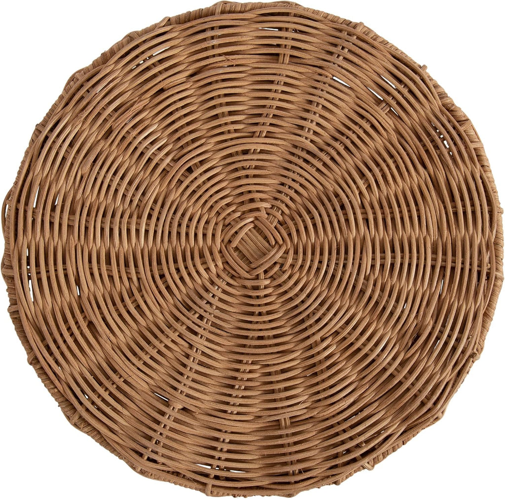 Kate and Laurel Sula Modern Woven Rattan Round Drink Table, 10 x 10 x 22, Natural Rattan, Boho Sculptural Circle Mini Table for Use as Indoor Plant Stand or Living Room Accent Table