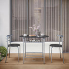 Yaheetech 3-Piece Dining Room Table Set, Kitchen Table & Chair Sets for 2, Compact Table Set w/Steel Legs, Built-in Wine Rack for Breakfast Nook, Small Space, Apartment, Black, 31.5x21x29" (LxWxH)