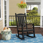 WO Home Furniture Patio Rocking Chair Farmhouse Outdoor HDPE UV Weather Resistant (Black)