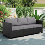 Rattan Star Patio Furniture Outdoor Couch Wicker Outdoor Furniture Patio Couch Deep Seat Sofa High Backrest with Waterproof Cover and Non-Slip Cushions, Grey