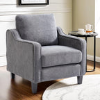 FLEXISPOT AC2 Accent Chair for Living Room, Mid Century Modern Reading Chair for Bedroom, Upholstered Armchair Comfy Single Sofa Side Chair for Office, Apartment, Small Room, Grey