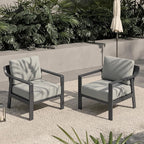 KISLOT Aluminum Outdoor Patio Furniture Armchairs,Outside Patio Sofa with Washable Thick Cushion, Patio Sofa Couch Set of 2 for Porch, Balcony, Deck, Yard,Gray Aluminum Frame