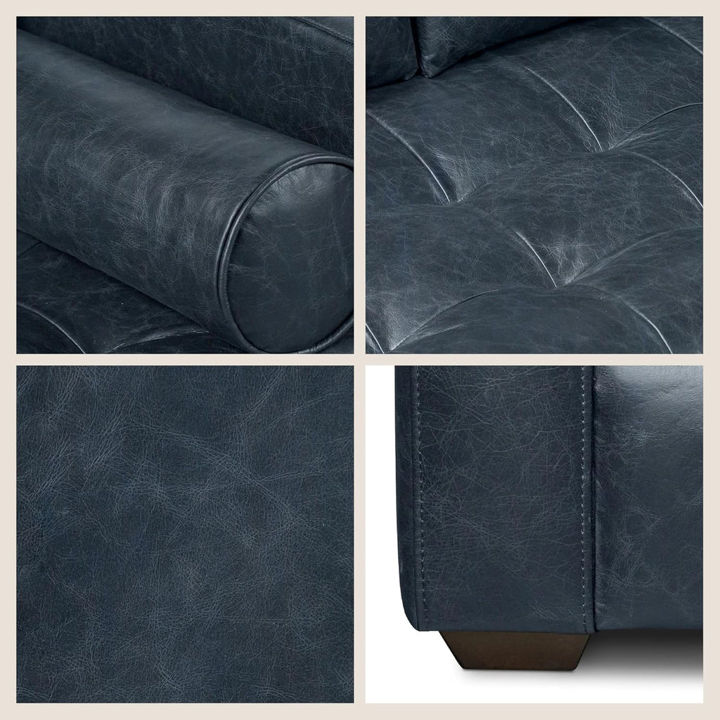 Poly & Bark Napa 82" Leather Pull‑Out Sleeper Sofa – Full‑Grain Italian Leather Upholstery,Tri‑Layer Mattress & Storage Console –Sophisticated Multi‑Functional Sofa Bed for Living Rooms & Guest Spaces