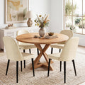 Set of 4 Mid-Century Modern Dining Chairs, Beige Faux Leather Upholstered Kitchen Chairs with Metal Legs, Comfortable Side Chairs for Dining Room, Living Room, Cafe & Hotel