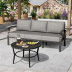 ALAULM Aluminum 3-Seat Patio Furniture Set, Metal Outdoor Furniture Sectional Sofas w/5.1" Cushions for Patio, Backyard, Poolside-Grey