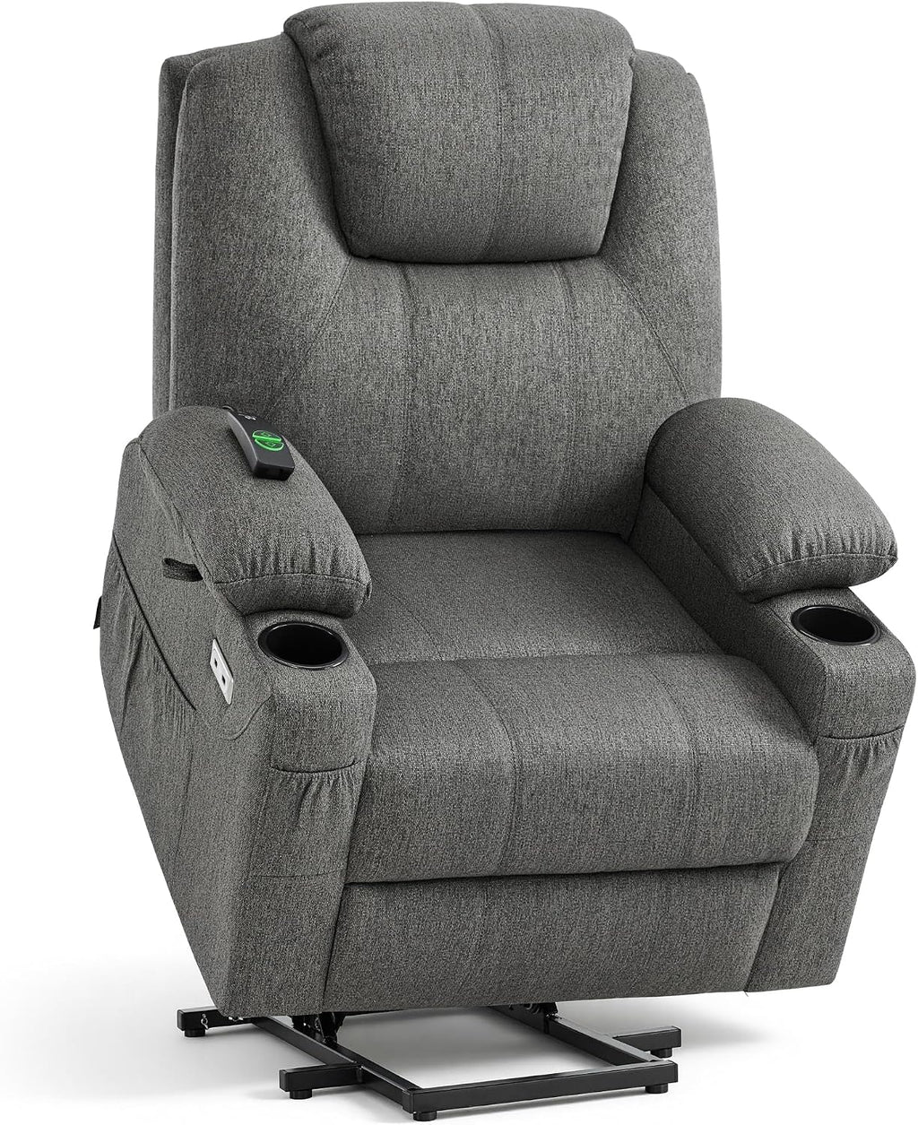 MCombo Power Lift Recliner Chair for Elderly 7040(Grey, Medium) | Heat and Massage, Breathable Fabric, USB& Type C Charging Port, FSC Certified