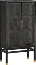 Tov Furniture Amara Charcoal Woven Rattan Wall Cabinet