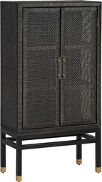 Tov Furniture Amara Charcoal Woven Rattan Wall Cabinet