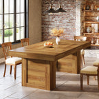 Tribesigns 63'' Farmhouse Dining Table for 6, Rectangle Wooden Kitchen Table with Heavy-Duty Legs, Rustic Large Dining Room Furniture for Family Meals, Banquets & Dinner Parties, Oak