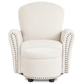 Evolur Vienna Swivel Glider with Nailhead Trim in Sweet Cream, Made from Sturdy and Sustainable FSC-Certified Wood, Easy to Assemble and Maintain, Features 360° Swivel Motion