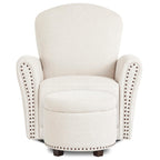 Evolur Vienna Swivel Glider with Nailhead Trim in Sweet Cream, Made from Sturdy and Sustainable FSC-Certified Wood, Easy to Assemble and Maintain, Features 360° Swivel Motion