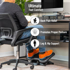 Mind Reader Adjustable Foot Rest with Elastomer Pad for Comfort and Support, Ergonomic Foot Platform, Height Adjustable, Black