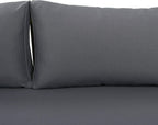 Christopher Knight Home Claremont Outdoor 3 Seater Acacia Wood Daybed with Fabric Water Resistant and Removable Cushions, Patio Garden Sofa with Slat Paneling Armrest and Back, Teak and Dark Grey