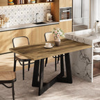 Tribesigns 47-Inch Dining Table for 2-4 People, Small Kitchen Table with Sturdy Pedestal Base, Farmhouse Wood Kitchen & Dining Room Furniture for Small Spaces, Rustic Brown and Black