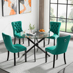 Modern Glass Dining Table Round Dining Room Table with Tempered Glass Top, Black Metal Legs Circle Kitchen Dining Room Table Home Furniture, 36" D x 36" W x 30" H