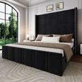 65.75" Tall King Size Bed Frame and Headboard, Black
