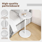 Adjustable Round Side Table, Small End Table, Pedestal Drink Table for Small Spaces, Tall Round Nightstand for Living Room Bedroom Sofa Couch, White ET-010WW