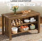 Tribesigns Kitchen Island with Seating and Storage, 59-Inch Large Farmhouse Stationary Island Table for Kitchen, 3-Tier Counter Height Coffee Bar Tables for Dining Room, Rustic Brown
