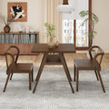 3-Piece Modern Dining Set with Stackable Dining Chairs, Solid Wood Square Table and Chair Breakfast Table Set for 2 Person, Space Saving Dinette for Dining Room, Kitchen, Living Room, Dark Walnut