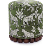 Tov Furniture Dex Olive Green Leopard Jacquard Ottoman