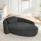 Full Foam Chaise Lounge Chair Indoor, Boucle Upholstered Chaise Lounge Sofa Bed, Right Facing Leisure Cloud Recliner Couches Sleeper Daybed for Living Room