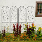 6 Pack Metal Garden Trellis 86.7" Tall Outdoor Climbing Plant Support for Roses, Flowers, Rustproof Durable Black Galvanized Tube, Lawn Garden Fence Decor Screen, 86.7" H