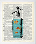 Poster Master Dictionary Art Poster - Goldfish Bowl Print - Fish Art - Aquarium Art - Gift for Men, Women & Animal Lover - Minimal Decor for Living Room, Bathroom or Office, 11x14 White Framed
