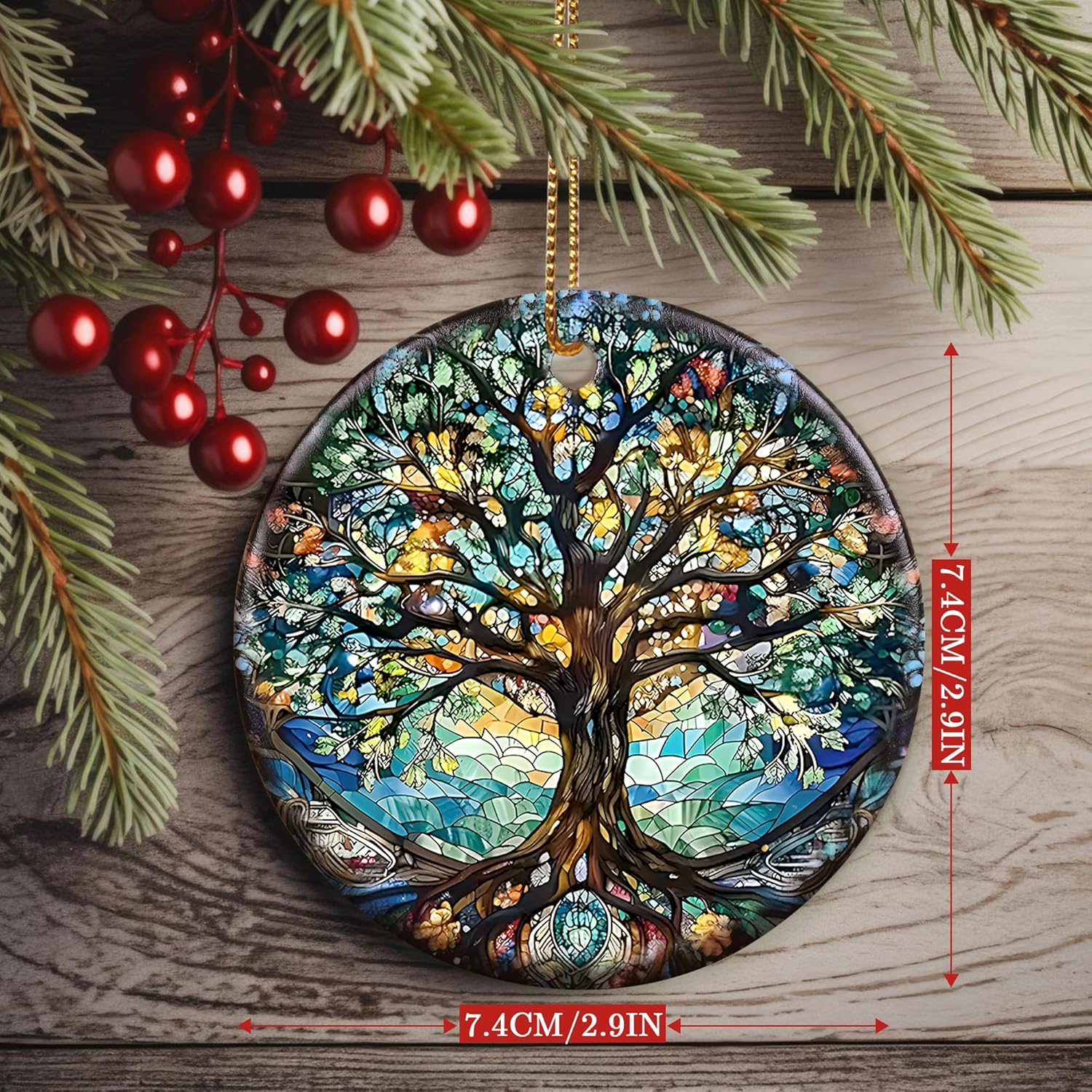 Colorful Ceramic Tree of Life Christmas Ornament, Tree of Life Ornaments for Christmas Tree, Holiday Decorations, Christmas Decor, Tree of Life Gifts, Christmas Ornament Gift Ideas - Pattern A