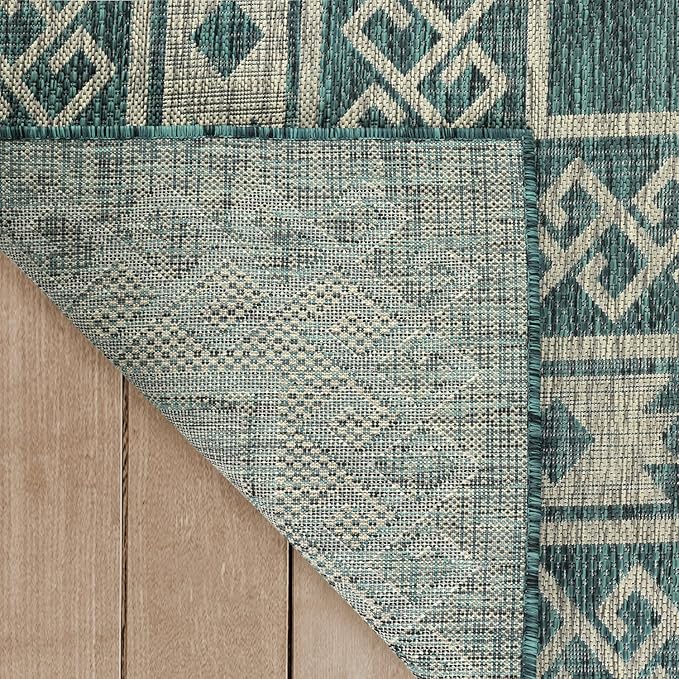 Antep Rugs Patio 8x10 Outdoor/Indoor Southwest Aztec Native Area Rug (Green, 7'10" x 10')
