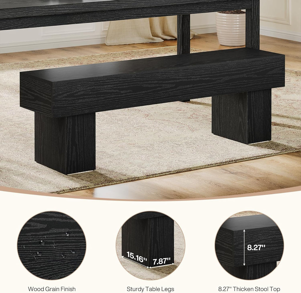 Tribesigns 63“ Extra Long Entryway Bench, Indoor End of Bed Bench for Bedroom, Farmhouse Wooden Shoe Seat Dining Bench for Dining Room, Living Room, Hallway, Black