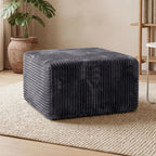33.5'' Plush Fluffy Corduroy Ottoman for Floor Couch in a Box, Modern Compressed Sofa, Small Comfy Square Couch for Living Room, Bedroom, Grey, (Ottoman)