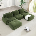 Modular Sectional Sofa Couch, U Shaped Sectional Couches for Living Room, Oversized Cloud Couch with Deep Seat and Ottoman, Comfy Corduroy Upholstery Green Couches, No Assembly(3S+2O)