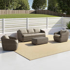 CHITA Patio Wicker 3-Seater Sofa with Removable Cushion, Backyard Rattan Chair for Sunrooms, Patios, Decks, Fully Assembled